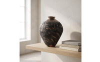 Ceramic Vase with Narrow Neck Decorative Distressed Ceramic Vase Rustic Vessel for Living Room