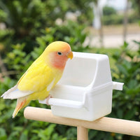 Bird Feeder Food Cup and Water Cup Bird Food Dispenser with Lid, Inner Hanging Bowl Hook for Parrot Feeder, Cockatiel and Budgie Cage Accessory