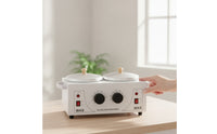 Double Depilatory Melter Countertop Two-Chamber Depilatory Warmer Appliance Electric for Estheticians, Spas, Home Waxing