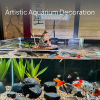 Floating Fisherman Aquarium Decor with Feeder Base