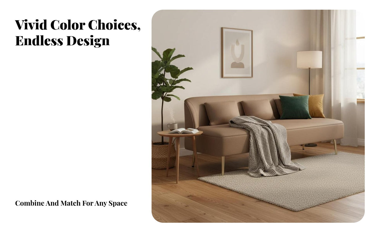 Easy to Clean Two-Tone Bench Settee Elegant Design Sofa High-Density Foam Cushion Living Room Seating Minimalist Design for Apartment Dwellers, Office Managers, Business Owners, Beauty Salon, Reception Area, Bedroom