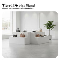 Multi-Tier Display Shelf Versatile Step Display Rack Organized Presentation Three-Level Product Rack for Retailers, Boutique, Temporary Shops