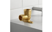 Shiny Wall-Mount Elbow Fitting Gold-Toned Brass Elbow Fitting Compact Corrosion-Resistant