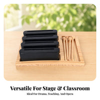 Black Wood Block Percussion Set Natural Acoustic Quality Tray Percussion Instrument Long-Lasting