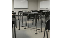 Mobile Training Desk Black Metal Frame Rectangular Training Desk Flat Tabletop Mobile Conference Table for Classroom
