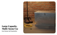 Metal Tool Chest Large Capacity Lockable Tool Case Portable Steel Tool Organizer Sturdy-Duty Galvanized Steel Box Rust-Resistant
