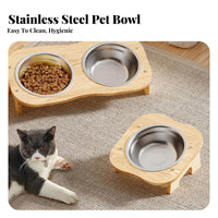 Elevated Pet Bowl Solid Wood Frame Wooden Pet Bowl Stand Anti-Tip Wooden Cat Food Stand for Small Dogs, Young Dogs, Indoors, Kitchen, Living Room