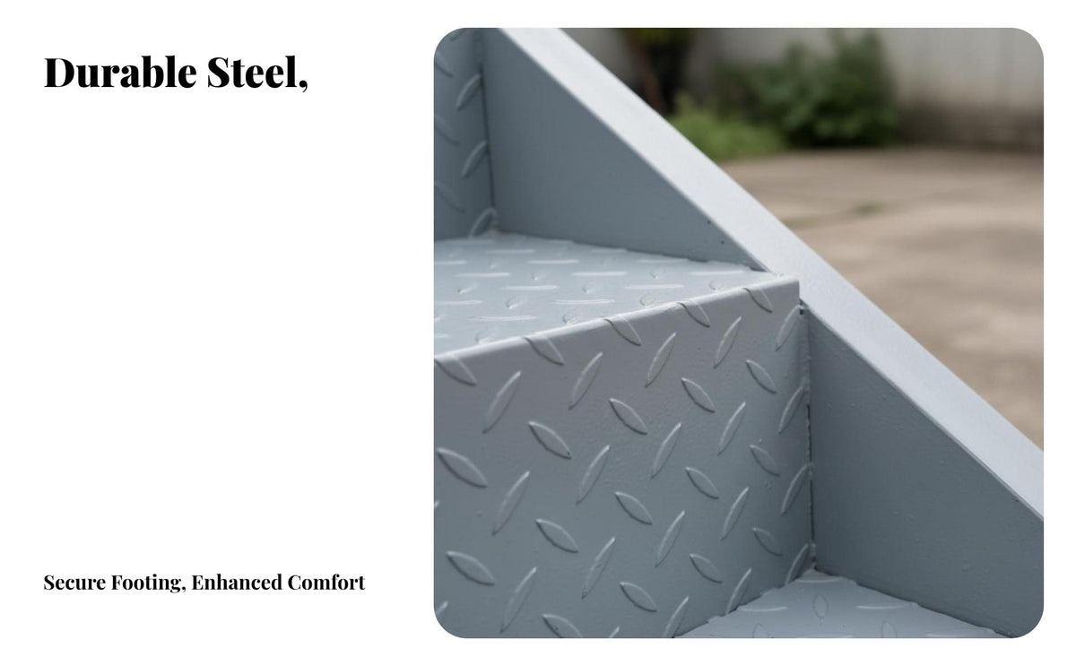 Outdoor Steel Staircase Easy Assembly Galvanized Iron Steps Weather-Resistant Industrial Straight Stairway for Homeowners, Contractors, Indoor, Garage
