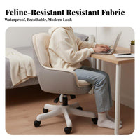 With casters Scalloped backrest rotating Chair Height Adjustable Vanity Stool Shell-Shaped backrestrest Indoor Seating effortless Rolling Casters for Students, Home Office Workers, Beauticians, Bedroom, Dorm Room, vanity area, Salon