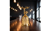 Ornate Deer-Shaped Hand Bell Decorative Bell with Deer Topper Portable Sturdy for Reception Desk, Dining Table, Restaurant