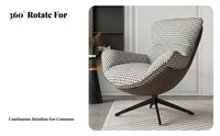 Houndstooth Pattern Swivel Eggshell Chair Nordic Design Upholstered Swivel Barrel Chair Soft Cushion Lounge Seat Curved Backrest for Homeowners, Adults, Interior Decorators, Living Room, Bedroom, Reading Nook, Balcony