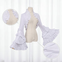 Gothic Shrug with Flared Cuffs Long Sleeves Ruffled Short Jacket Shrug Breathable Apparel for Cosplayers, Themed Parties