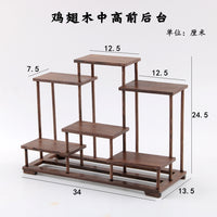 实木小博古架鸡翅木摆件茶具茶叶杯架多宝阁紫砂壶展示收纳置物架 鸡翅木榫卯中高（整装发货）