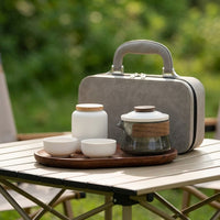 Ceramic Tea Set, Quick Brew Teapot Set, 180ml, Tea Set, Travel, Portable, Includes Storage Case