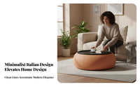 Modern Design Round Storage Coffee Table Minimalist design Round Coffee Table with Storage Italian Inspired Living Room Furniture for Apartment Dwellers, Interior Designers, Homeowners, Small Spaces, Lounge Area, Home Office