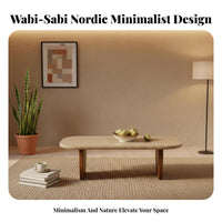 Rectangular Travertine Coffee Table Wabi-Sabi Design Home Furniture Natural Stone Top sturdy Wood Legs for Interior Designers