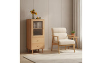 Cabinet with Drawers and Shelves Retro-Hardwood Cabinet Cabinet with Drawers Ribbed Cupboard for Apartment Dwellers, Living Room, Small Apartments