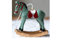 Rocking Horse Ornament Painted Finish Resin Rocking Horse Figurine Double-Purpose Use Xmas Tabletop Sculpture for Desktop, Wreath