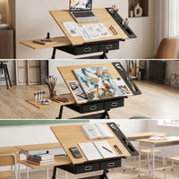 Tilted Drafting Table Ergonomic Drafting Table with Drawers Sturdy Art Desk with Drawers Long-Lasting for Artists, Home Office