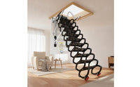 Retractable Attic Staircase Electric Electrically Operated Loft Access Ladder Remote Control Folding Attic Ladder for Homeowners, Duplex