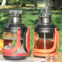 Multi-Use Borosilicate Glass Travel Bottle Food Grade Material Glass Tea Bottle with Handle Portable Drinkware for Camping