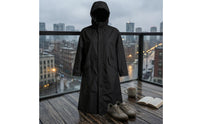 Long Hooded Raincoat Adjustable Cuffs Hooded Raincoat Loose Fit Rainwear Jacket