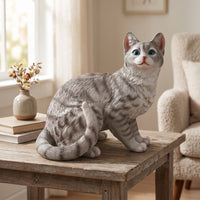 Cat Figurine Resin Cat Statue Naturalistic Home Decor for Gardeners, Garden, Yard, Living Room