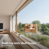 Drilltool-Less Installation Suction Cup Feline Platform No Tools Required Pet Furniture Elevated Lookout Window Seat Space-Saving for Apartment Dwellers, on Glass Panes, Glass Door, Indoors, Living Room
