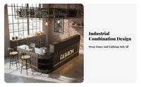 Industrial Design Ier Counter Solid Wood Panel Industrial Design Front Counter Sturdy and Hard-Wearing Modern Front Desk for Receptionists, Salon