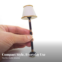 Gold Trim Miniature Dollhouse Floor Lamp Black and White 1:12 Scale Floor Lamp