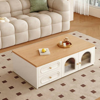 Storage Cabinet with Drawers Modern Storage Cabinet Wood-Grain Coffee Table with Drawers for Apartment Dwellers, Living Room, Small Areas