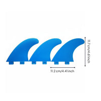 3 Pieces Flexible and Stable Blue Plastic Wave-Riding Fins Screws Double Tab Surfboard Fins Glass Fiber Reinforced Thruster Fin Set