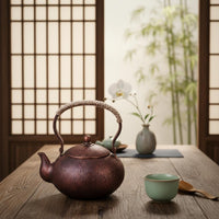 Heat-Resistant Handle Handmade Copper Tea Pot Gift Option Handmade Copper Tea Kettle for Stovetop