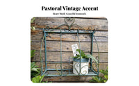 Wrought Iron Wall Planter Decorative Scrollwork Fake Window Plant Shelf Metal Wall Mounted Flower Rack Distressed Finish