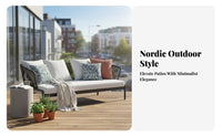 2 Pieces Nordic Design Wicker Loveseat Set space-saving Size Woven Loveseat and Table Comfortable paddings Outdoor Furniture weather-resistant for pairs, Apartment Dwellers, property owners, Balcony, Garden, Courtyard, rearyard