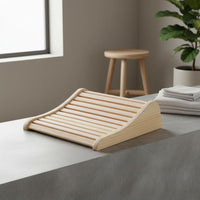 Wooden Sauna Headrest Light Wood Finish Spa Accessory Curved Wellness Equipment