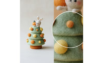 Whimsical Felt Christmas Tree Mini Felt Tree with Rabbit Cute Bunny Ornament Adorable for Shelves