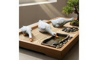 3 Pieces Decorative Goose Figurines White Goose Garden Statues Yard Ornament Realistic Orange Beak for Pond