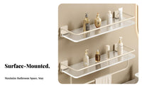 No-Drill Installation Ribbed Bathroom Ledge Cream Design Tiered Shelving Space-Saving Storage Rack Easy Assembly for Renters, Homeowners, Adults, Washroom, Shower, Small Areas, Kitchen