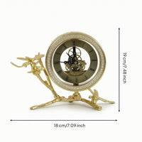 Decorative Clock Gold Finish Clock with Roman Numerals Silver-Toned for Nightstand