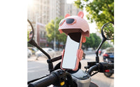 Rear-View-Mirror Mounted Phone Holder with Sunshade One-Button Clamping Motorcycle Phone Holder Anti-Slip Universal for Riders, Commuters, Bicycles
