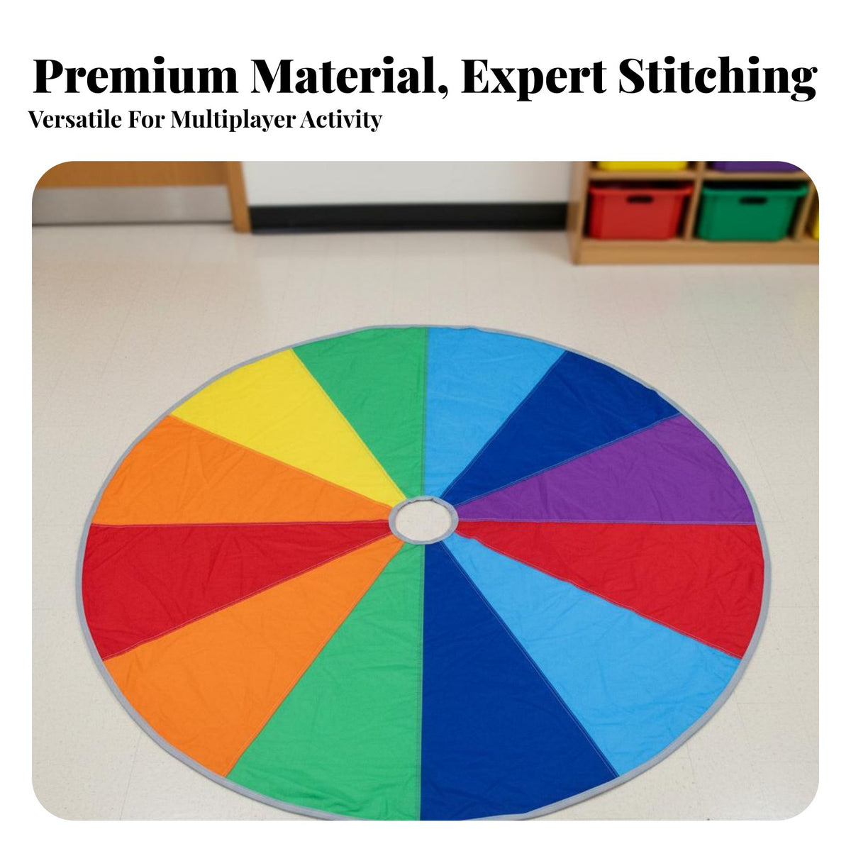 Kids Rainbow Parachute Team Building Rainbow Play Parachute Colorful Design Cooperative Game for Preschoolers, Children, Kindergarten, School, Parties