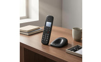 Backlit Display Digital Cordless Phone Numeric Keypad Cordless Handset Matte Black Phone Charging Base Compact