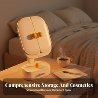 Lighted Mirror with Storage Base Built-in illuminated Light Vanity Organizer Gift suggestion
