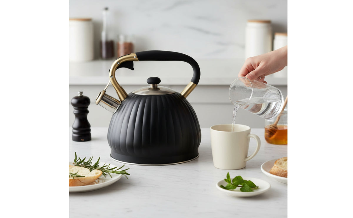Steaming Tea Kettle Ribbed Cookware Decorative for Kitchen