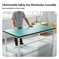 High Load Capacity Anti-Static Work Table Carbon Steel Frame Workshop Production Table Adjustable Non-Slip Feet Heavy Duty Workbench Multi-Purpose for Factory Workers, Warehouse Personnel, Clean Room, Laboratoryoratory Oratory, Studio, Basement