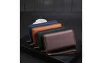 Multiple-Card Slot Long Zipper Wallet Detachable Wrist Strap Carbon Fiber Pattern Wristlet Wear Resistant Large Capacity Phone Wallet Soft Touch for Travel