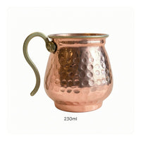 Copper-Colored Turkish-Style Yogurt Cup Silver-Lined Hammered Metal Cup for Cold Water