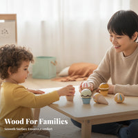 Compact Wooden Ice Cream Cake Toy Sturdy Maple Wood Cake Toy Fine Motor Skills Wooden Dessert Playset Smooth Edges for Early Learning