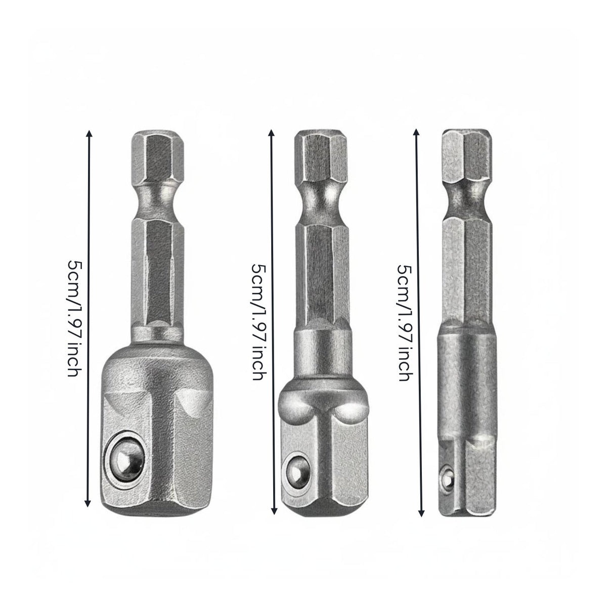 3 Pieces Impact Adapter Set Heavy-Duty Nestable Drive Adapter Kit Color Coded Ratchet Reducer Set for Technicians, Garage